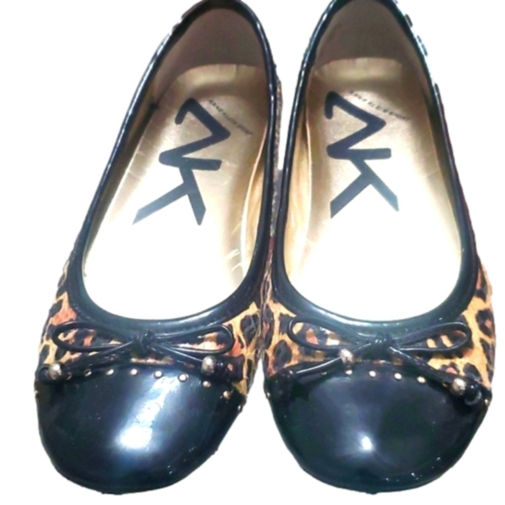 Anne Klein Sports Ballet Flats Leopard designs leather 7M